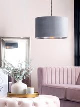 Next BHS Grey 40cm Velvet Shade Ceiling Light- Buy online at McGrocer