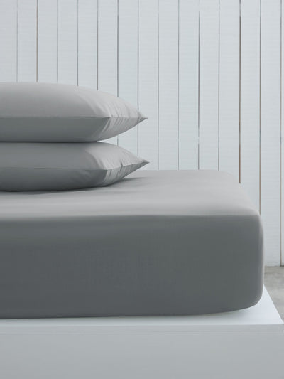Next Grey Mid Cotton Rich Fitted Bed Sheet- Buy online at McGrocer