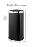 Swan black square sensor bin 42L (British brand)