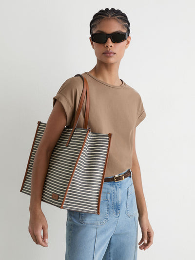 Next Reiss Navy/Off White Sacha Striped Canvas Tote Bag- Buy online at McGrocer