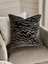 Next Paoletti Jet Tierra Cut Velvet Fibre Filled Cushion, 50cm x 50cm- Buy online at McGrocer