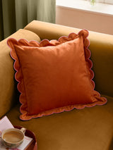 Next Furn Orange/Pink Lil Scallop Velvet Fibre Filled Cushion 45x45cm- Buy online at McGrocer