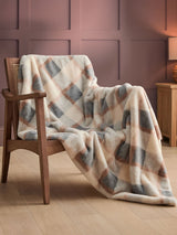 Next Silentnight Natural Check Snugsie Faux Fur Throw Blanket, 130 x 180cm- Buy online at McGrocer