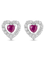 Next Beaverbrooks 9ct White Gold Diamond Ruby Heart Earrings 7mm- Buy online at McGrocer
