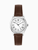 Next Ladies' Classic Watch with Silver Alloy Case and Brown Leather Strap, 25mm, Water Resistant- Buy online at McGrocer