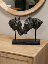 Next Libra Interiors Bronze Nuzzling Bay Horse Heads Sculpture 30cm x 36.5cm x 15.5cm- Buy online at McGrocer