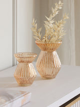 Next Set of 2 Gold Lustre Ribbed Glass Vases- Buy online at McGrocer