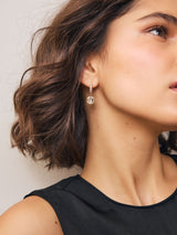 Next Gold Tone Square Stone Drop Pavé Hoop Pierced Earrings- Buy online at McGrocer