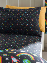 Next Catherine Lansfield Black Rainbow Rockets Fitted Sheet- Buy online at McGrocer