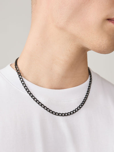 McGrocer Silver Tone Stainless Steel Curb Chain Necklace- Buy online at McGrocer