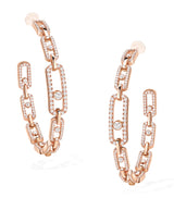 Harrods Messika Medium Move Link Pink Gold and Diamond Hoop Earrings (2.12ct)- Buy online at McGrocer