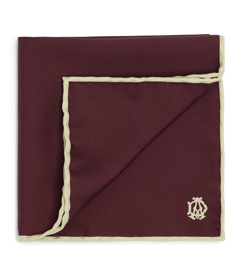 Dunhill mulberry silk cypher logo pocket square, UK version