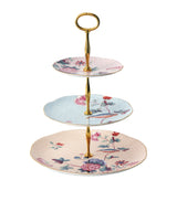 Harrods Two-Tier Floral Design Cake Stand with Golden Accents- Buy online at McGrocer