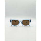 Superdrug SVNX Square Frame Sunglasses in Translucent Blue with Brown Lenses- Buy online at McGrocer