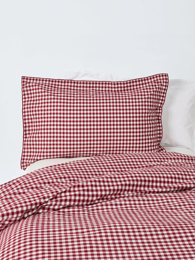 John Lewis John Lewis Gingham Duvet Cover Set Red Berry Cotton Bedding- Buy online at McGrocer