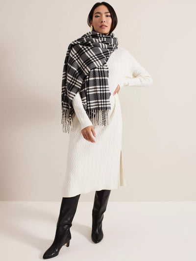John Lewis Classic Check Pattern Scarf in Black and White- Buy online at McGrocer
