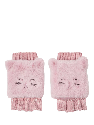 John Lewis Angels by Accessorize Fluffy Cat Fingerless Gloves, Pink- Buy online at McGrocer