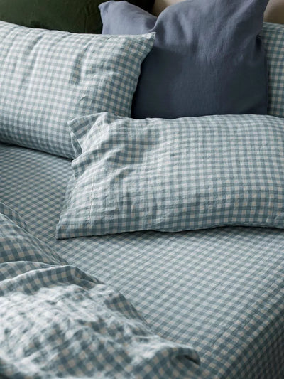 John Lewis Piglet in Bed Gingham Linen Fitted Bed Sheet- Buy online at McGrocer