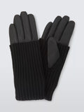 John Lewis knitted cuff leather gloves black, imported from the UK