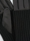 John Lewis knitted cuff leather gloves black, imported from the UK