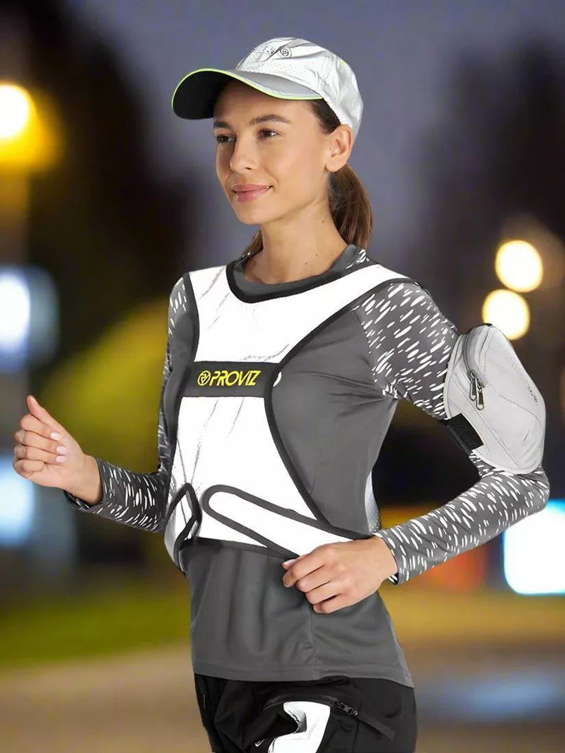 Proviz reflective running vest in silver, British brand