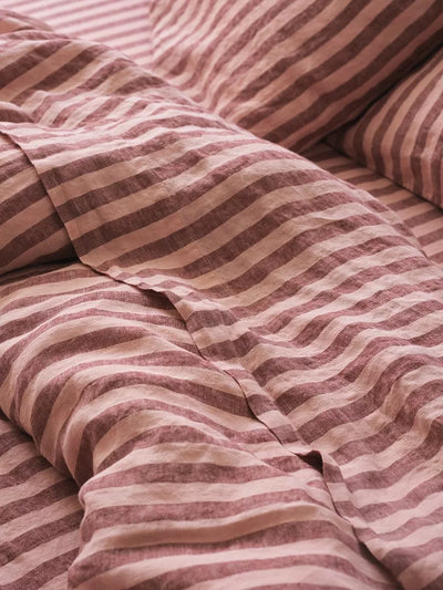 John Lewis Piglet in Bed Pembroke Stripe Linen Flat Sheet Single- Buy online at McGrocer