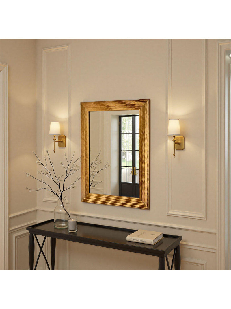 Yearn gold fluted rectangular wall mirror, imported from the UK