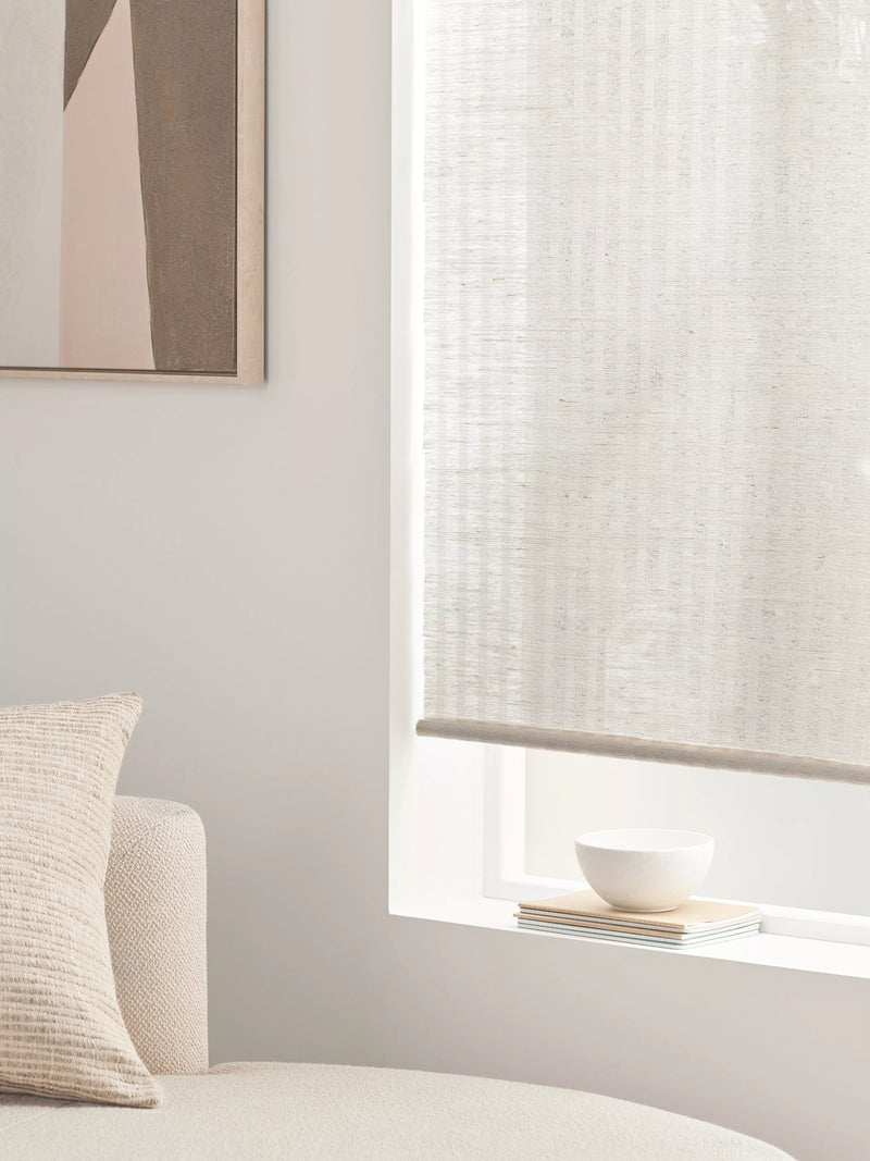 John Lewis jute cordless blind in white, UK version