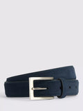 Moss suede leather belt in deep ink tone (British brand)