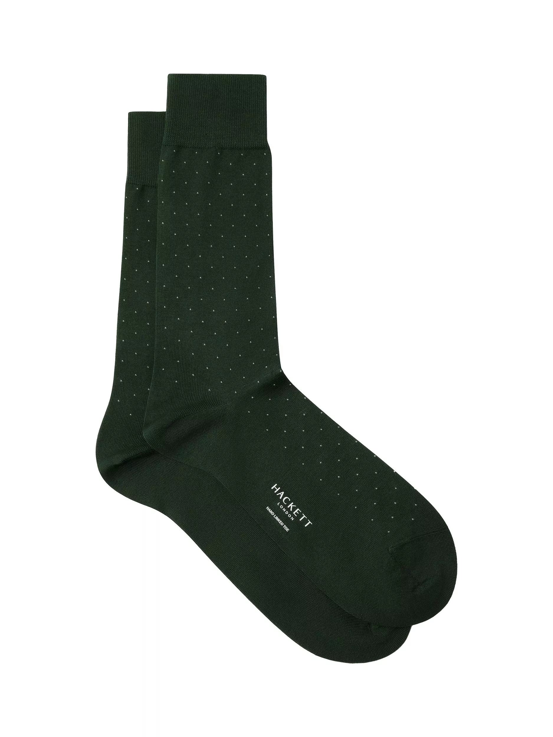 Hackett London polka dot socks in bottle green (British brand)