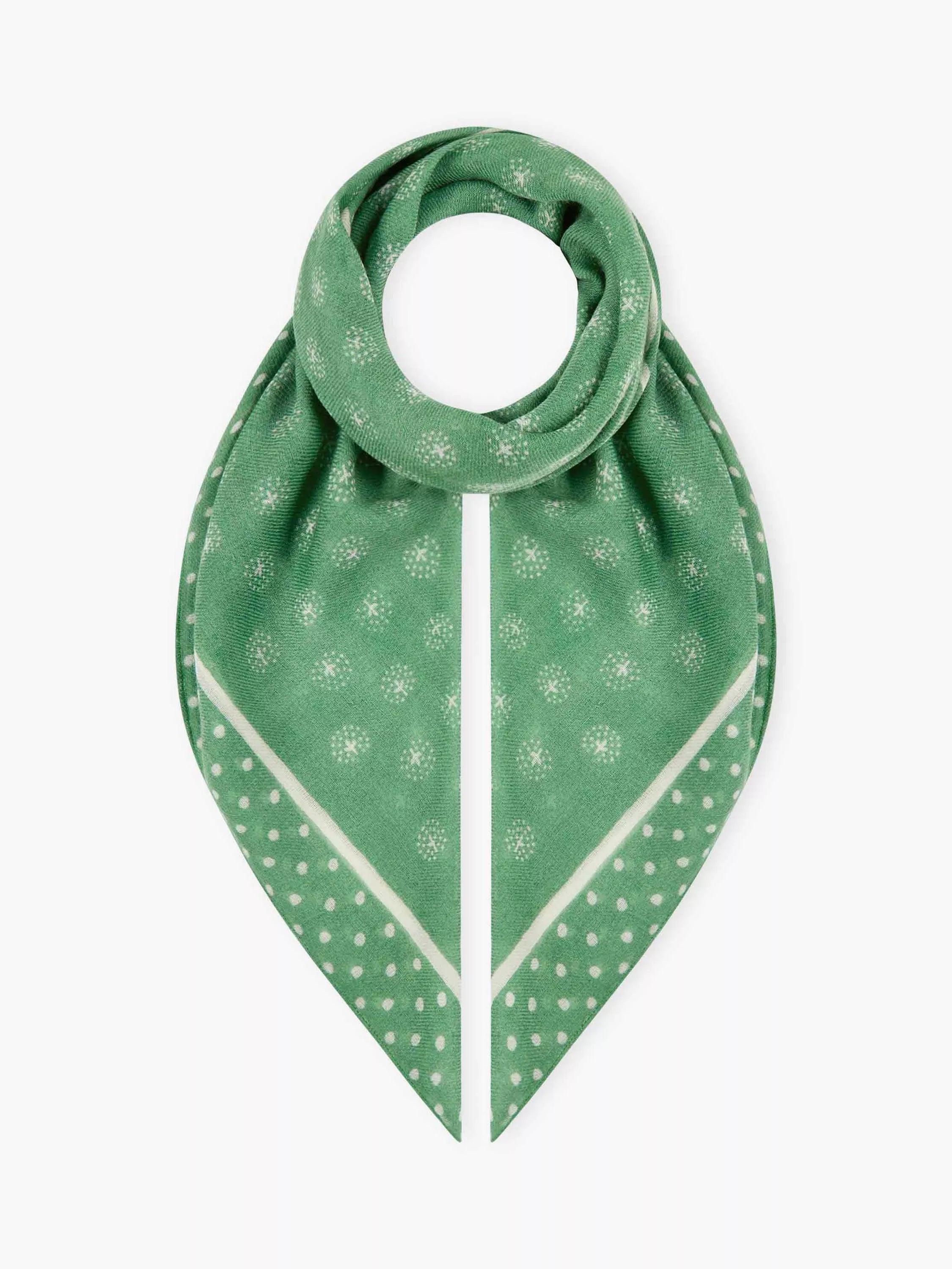Brora patchwork pure wool scarf in thyme (British brand)