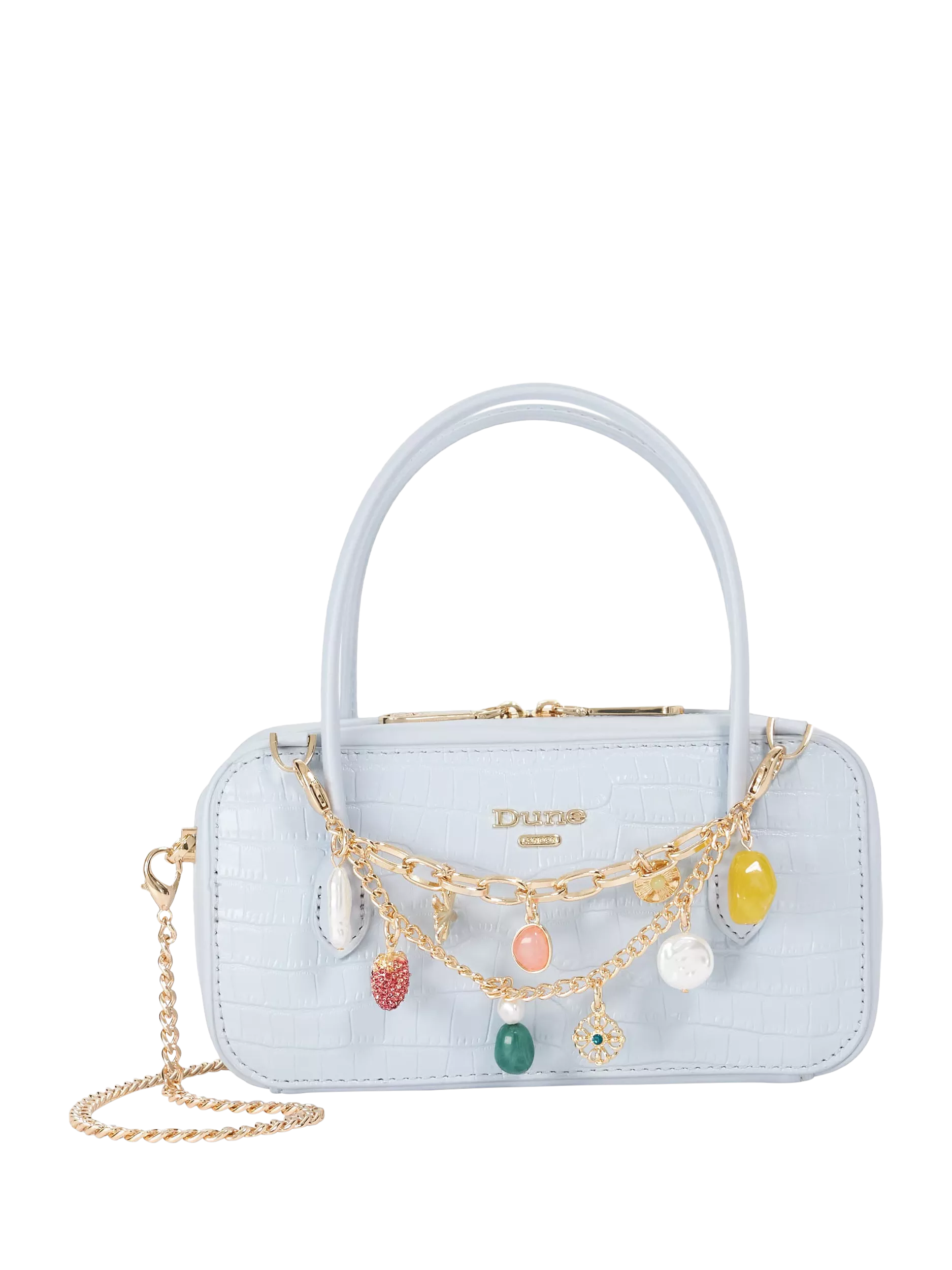 Dune London Song leather charm micro bag, imported from the UK