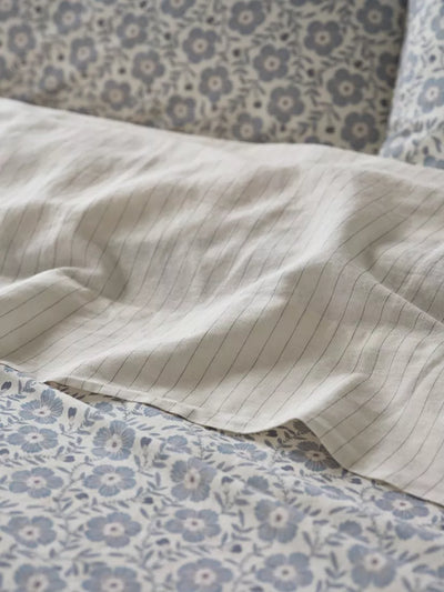 John Lewis Piglet in Bed Folk Floral Flat Sheet, Dusk Blue, Single- Buy online at McGrocer