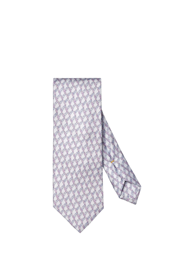John Lewis Eton Silk Twill Leaf Motif Tie Blue- Buy online at McGrocer
