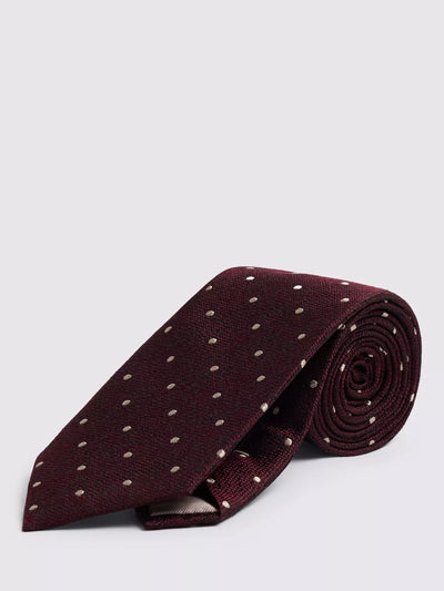 John Lewis Moss Polka Dot Silk Tie, Burgundy- Buy online at McGrocer