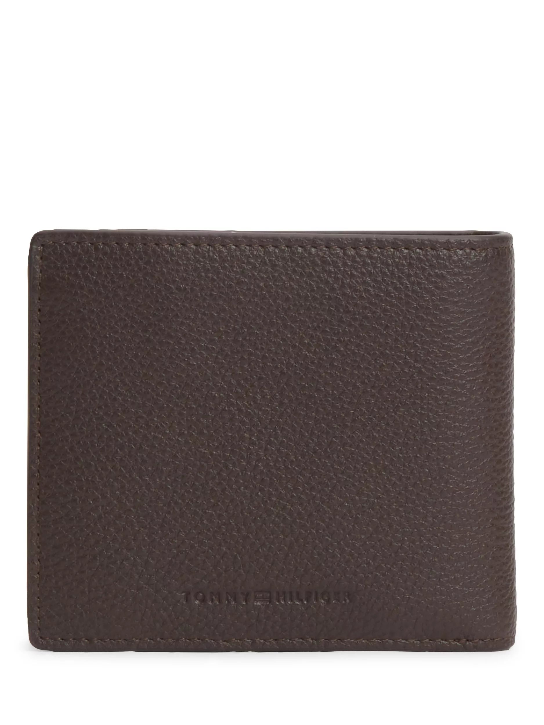 Tommy Hilfiger brown leather bifold wallet with pebble grain finish - British product