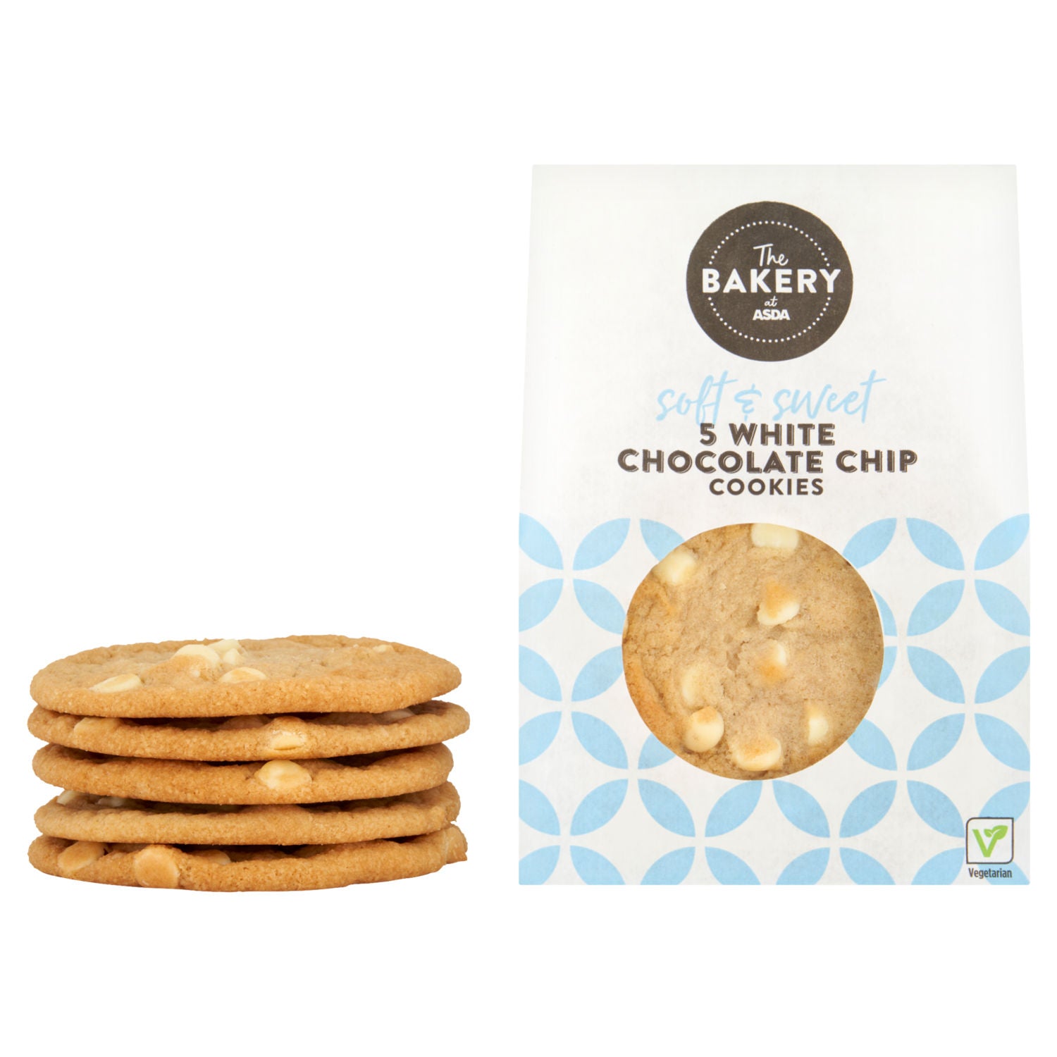 ASDA white chocolate chip cookies 5pk, UK version