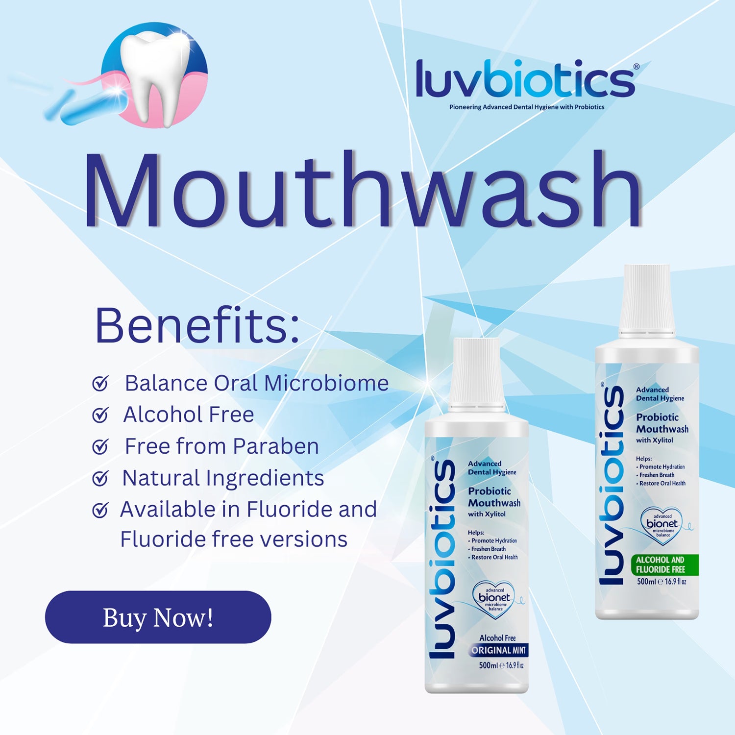Luvbiotics original probiotic mouthwash 3 pack - British product