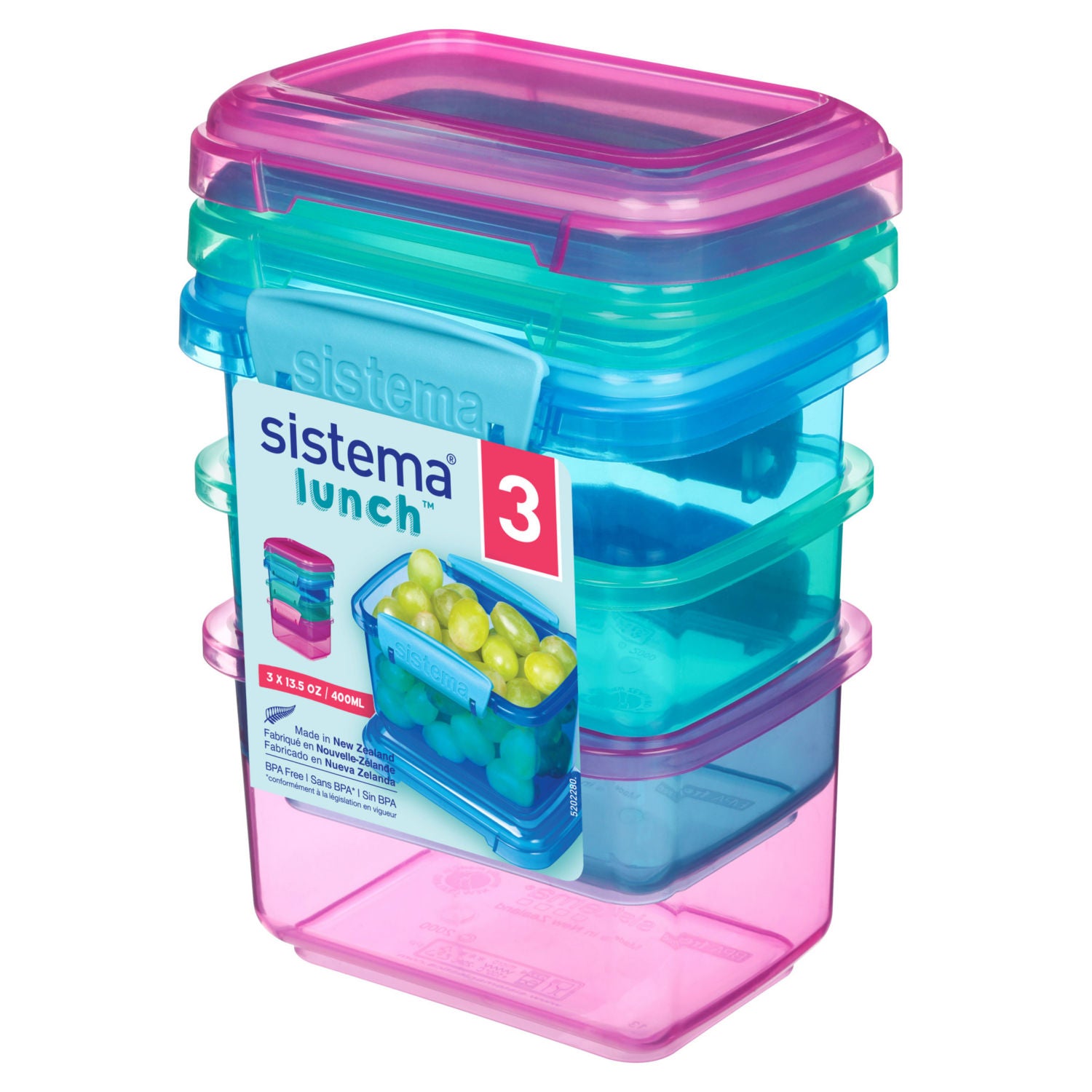 Sistema lunch food storage containers 400ml 3-pack (British brand)