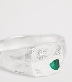 The Ouze sterling silver and emerald scatter signet ring (British brand)