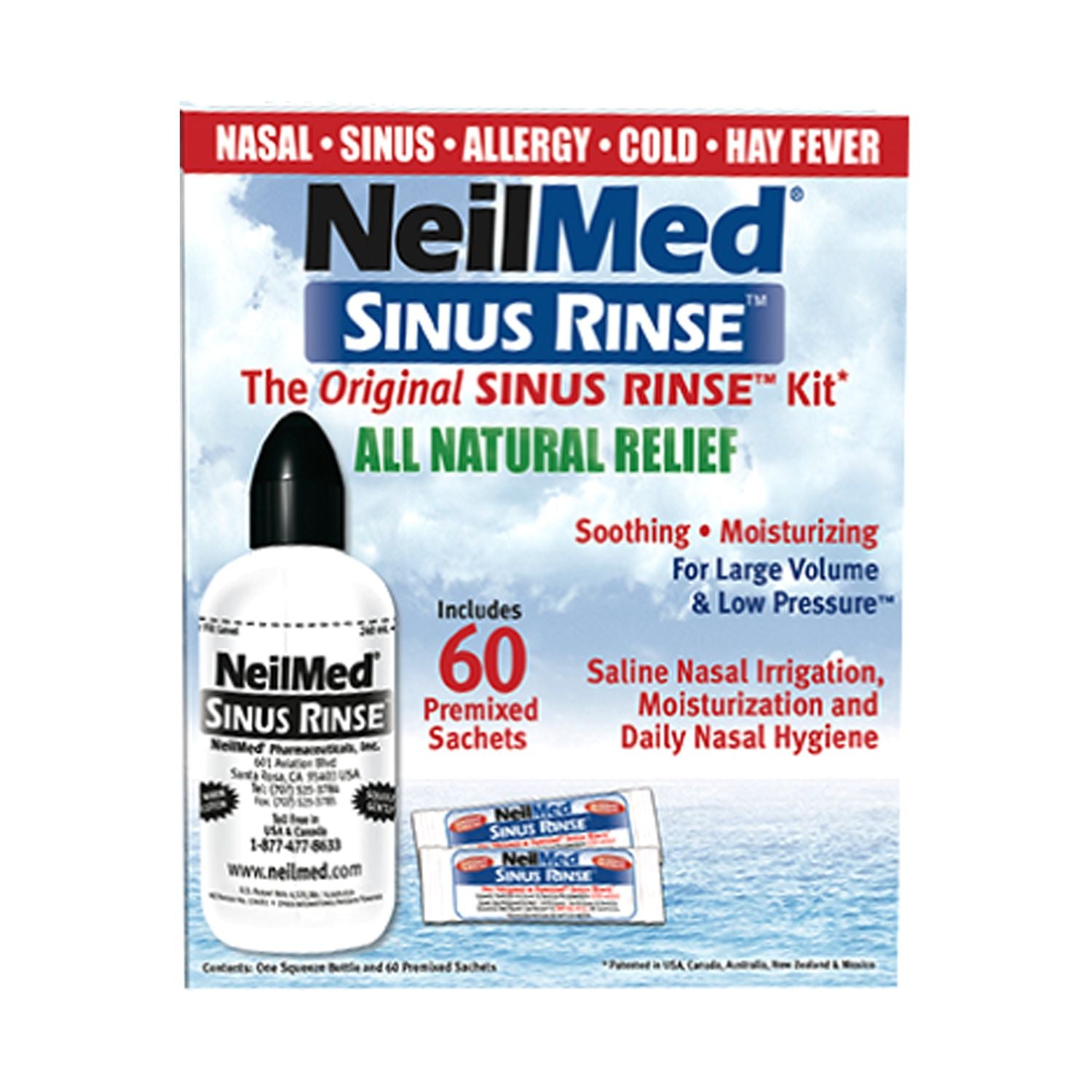 NeilMed Sinus Rinse Kit 240ml with 60 sachets - British product