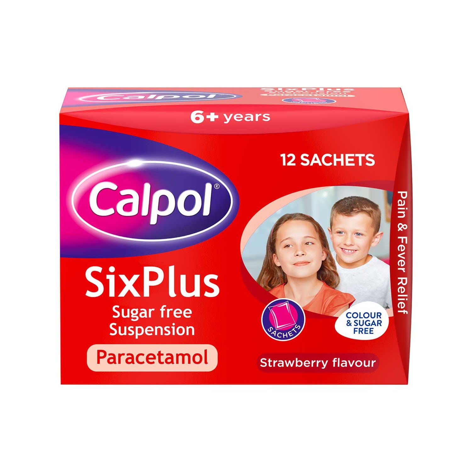 Calpol SixPlus Suspension Strawberry 12x5ml - British product
