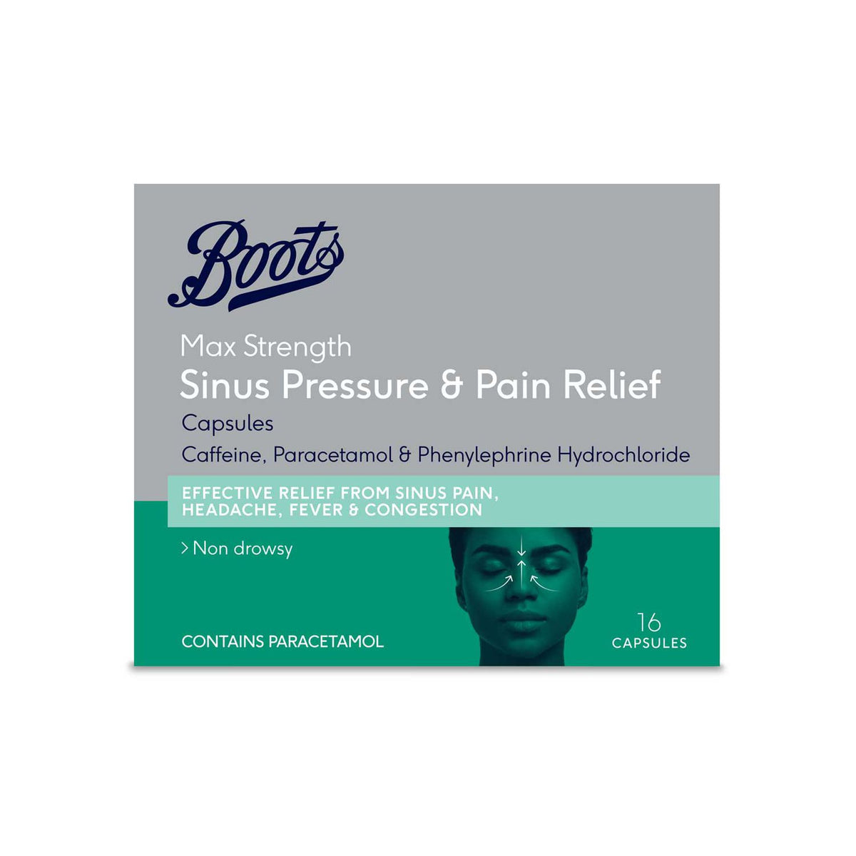 Boots Pharmaceuticals sinus pressure capsules 16 count - British product