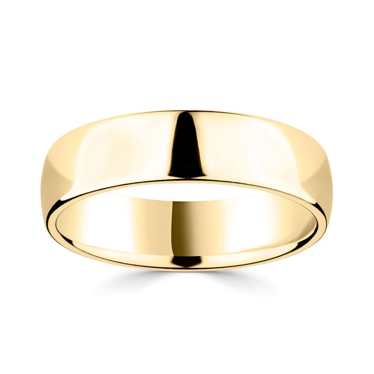 18ct yellow gold luxury court wedding ring 6mm (British brand)