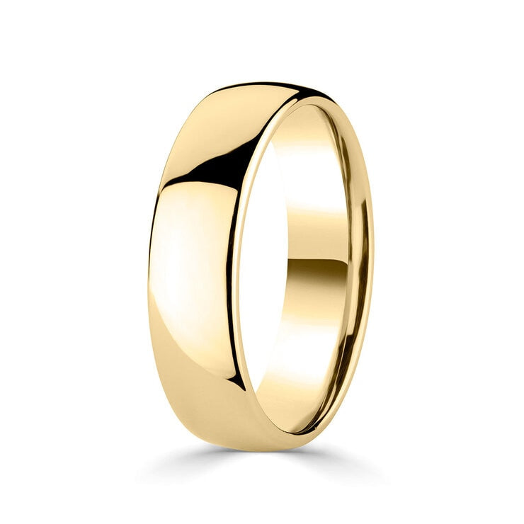 18ct yellow gold luxury court wedding ring 6mm (British brand)