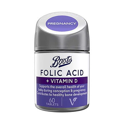 Boots Boots Folic Acid Plus Vitamin D Supplement 60 Tablets- Buy online at McGrocer
