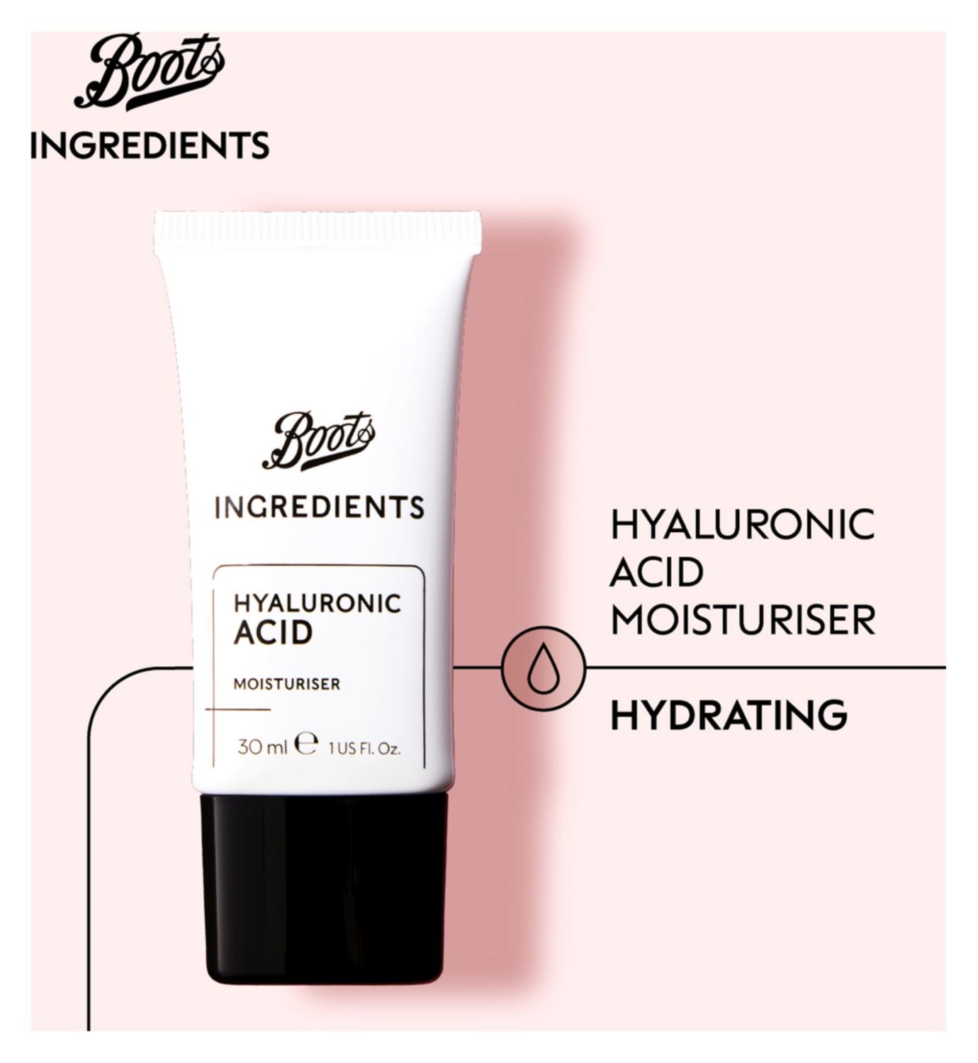 Boots Ingredients Hyaluronic Acid Moisturiser 30ml - British product