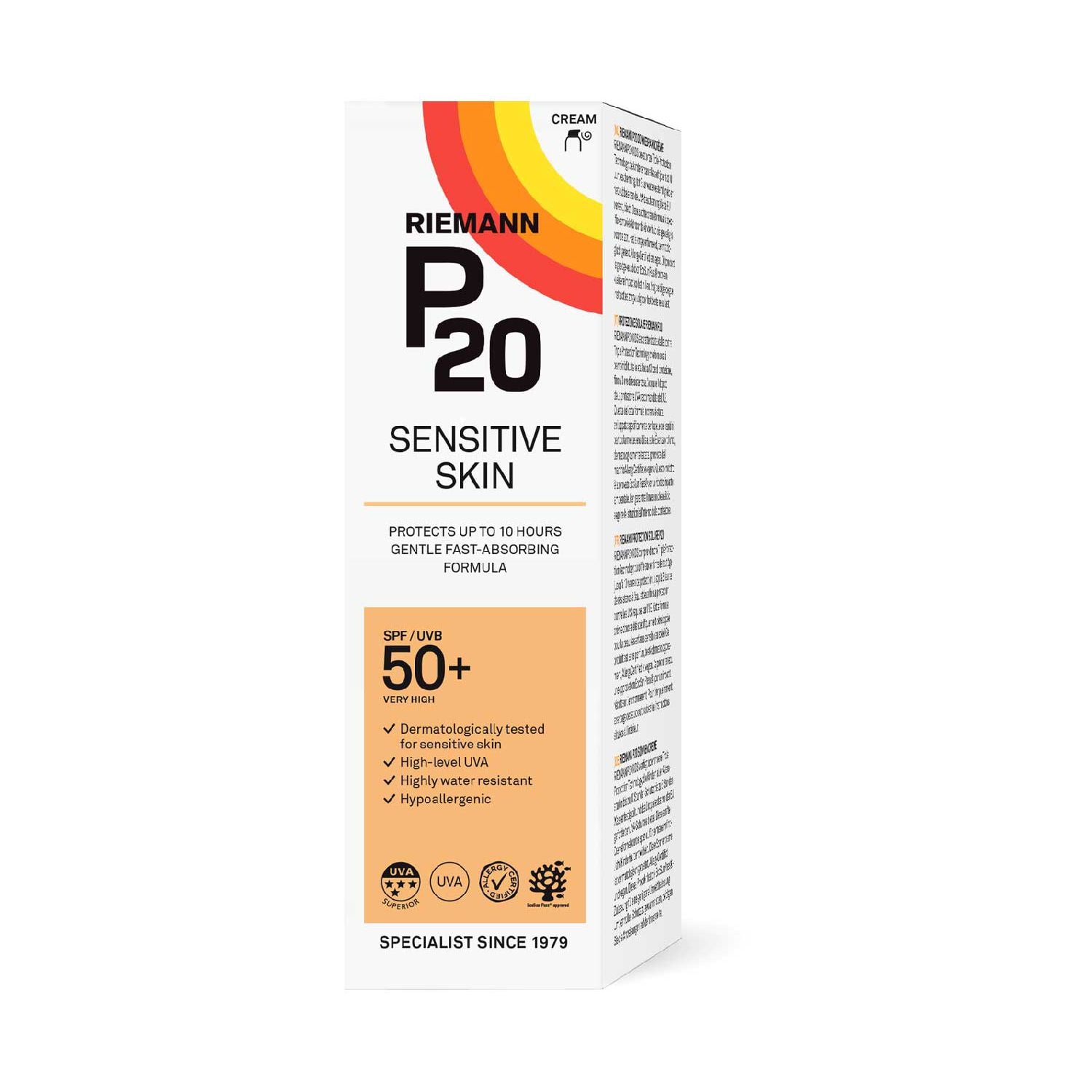 Riemann P20 sensitive sun cream SPF50+ 100ml, UK version