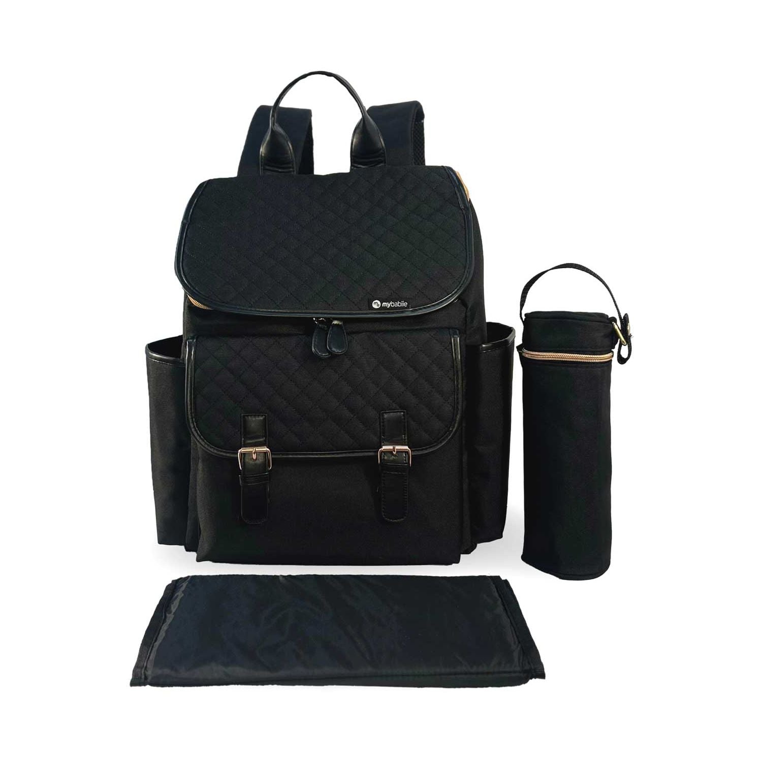 My Babiie black quilted backpack changing bag (British brand)