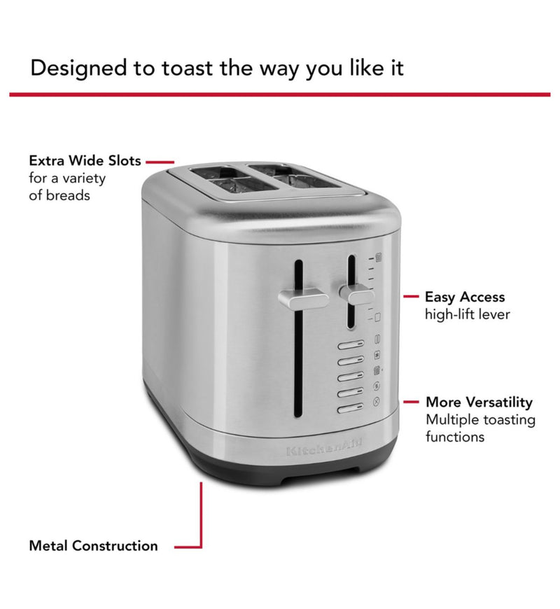 KitchenAid Manual Control 2 Slice Toaster stainless steel (British brand)